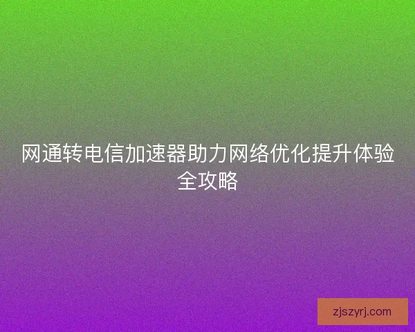 网通转电信加速器助力网络优化提升体验全攻略